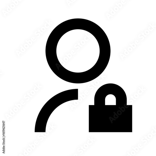 Admin Lock Outline Icon; Secure User Line Art