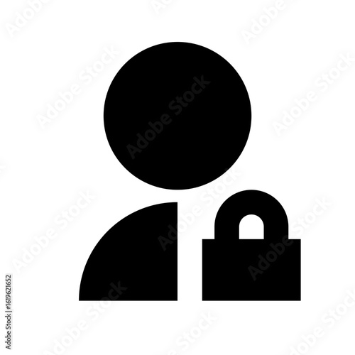 Admin Lock Solid Icon; Secure User Glyph