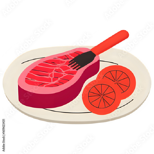 grilled steak on a fork