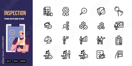 inspection outline icon set vector design good for web and mobile app