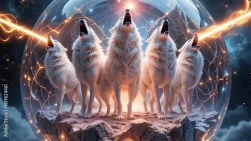 Cosmic Wolves Howling - 4K Primal Unity Energy for Epic Visuals, Wall Art & Motivational Projects  