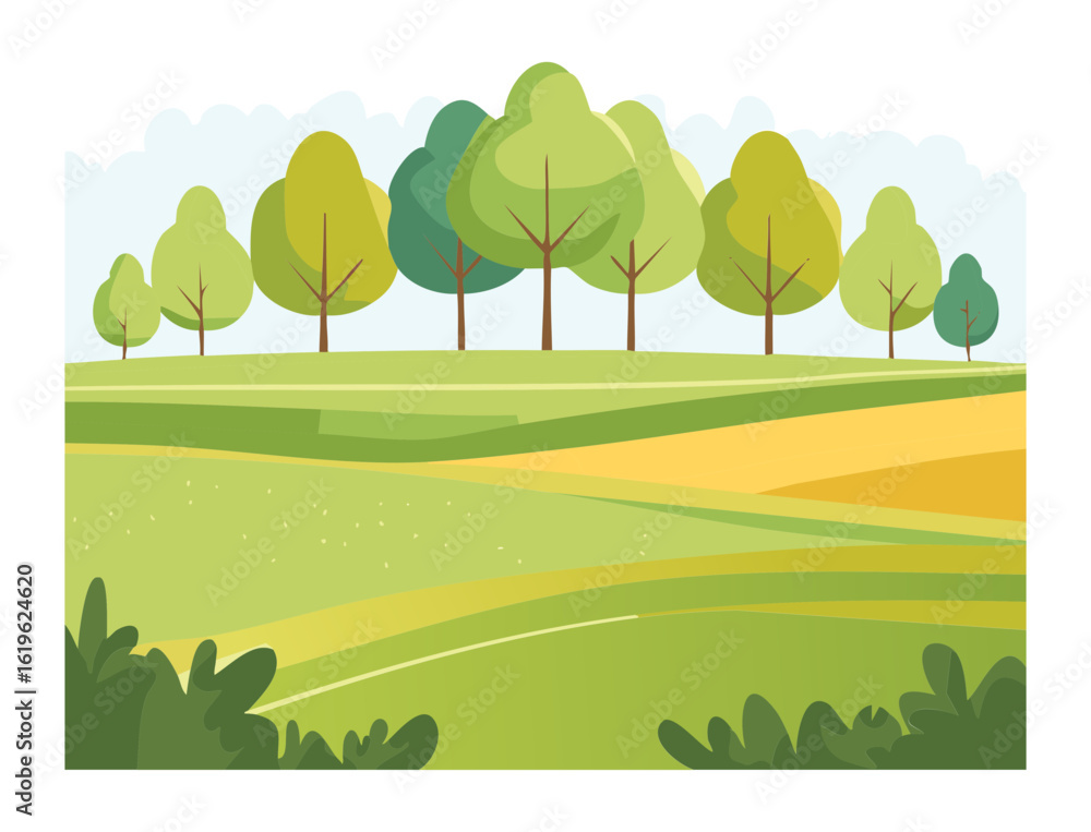 Fototapeta premium Green Forest and a Meadow Landscape