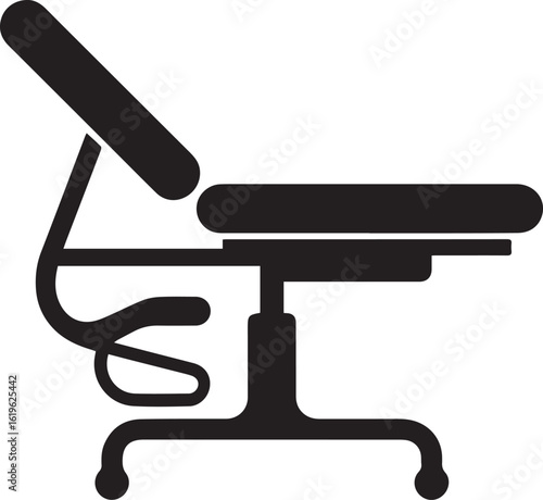 Medical examination chair with adjustable backrest and leg support vector
