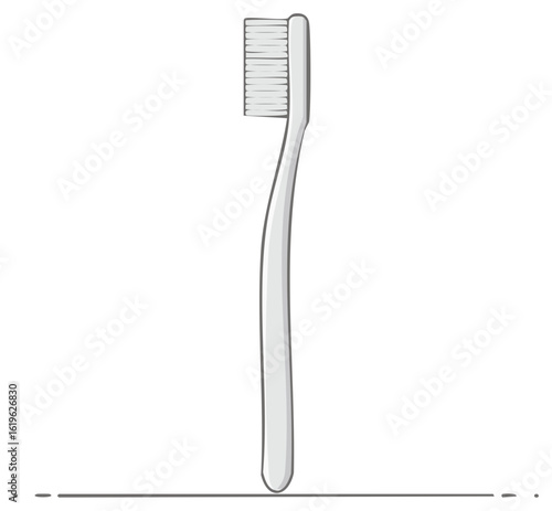 Toothbrush with bristles cartoon illustration, dental hygiene concept for oral care routine