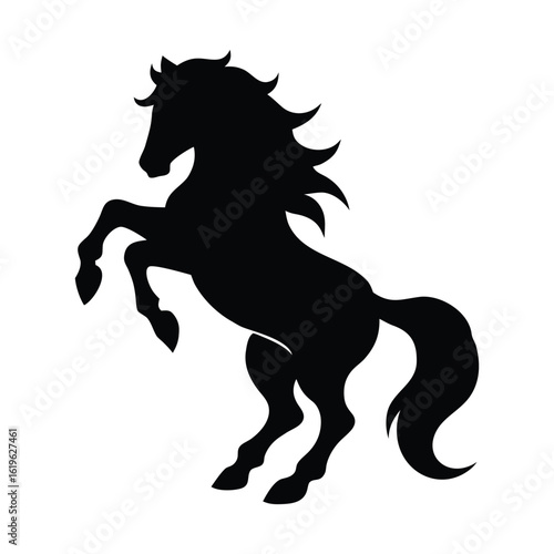 black horse vector illustration. standing horse side view vector silhouette.