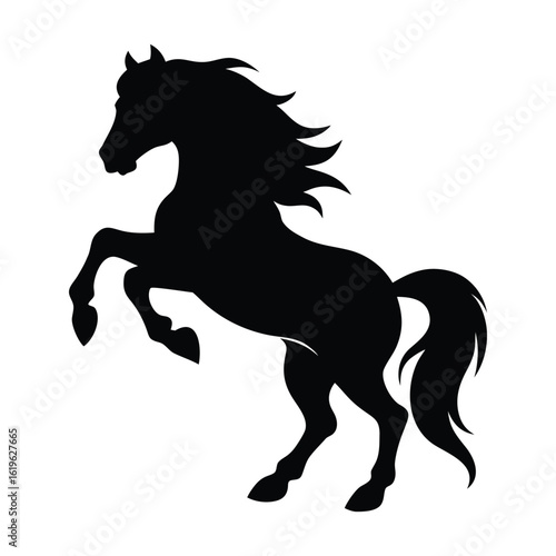 black horse vector illustration. standing horse side view vector silhouette