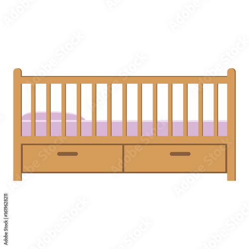 A cartoon-style cot isolated on a white background