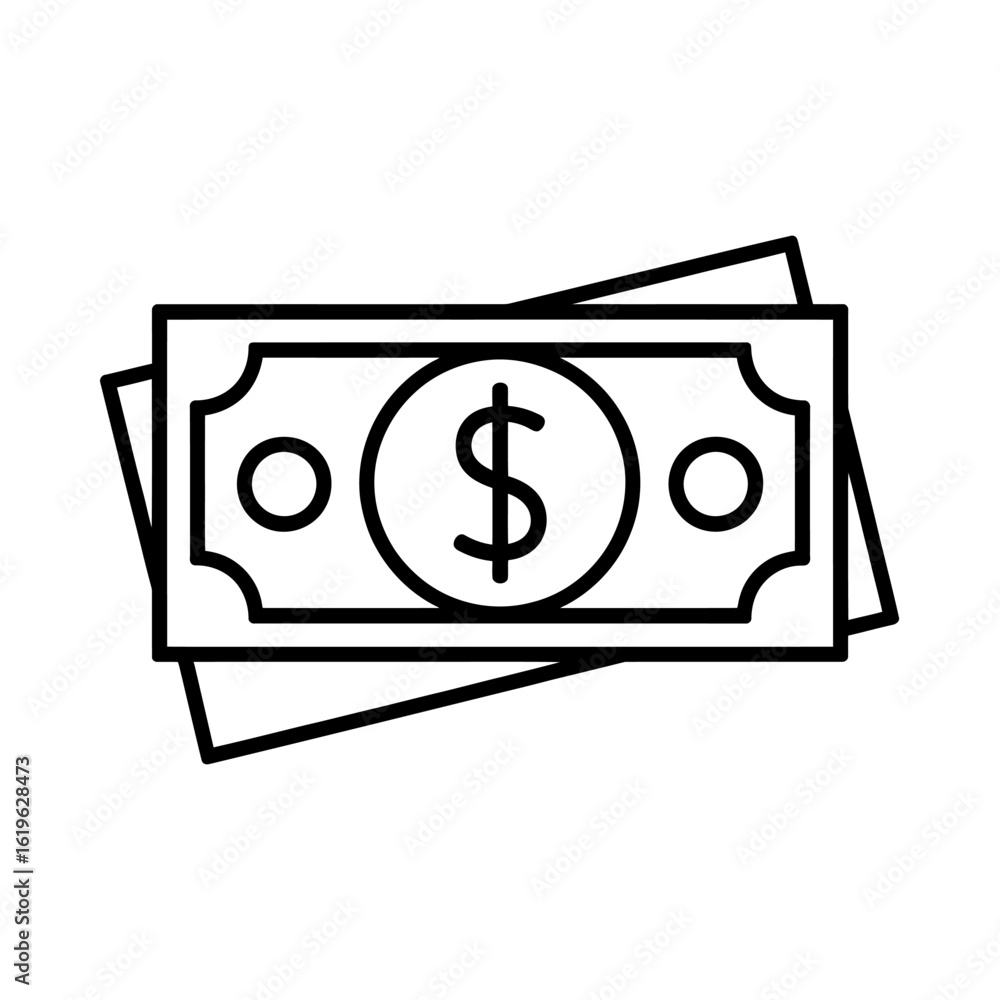 Stack of Dollar Bills Line Art Icon Illustration for Finance Business and Economy Visual Communication Stack of Dollar Bills Line Art Icon Illustration for Finance Business and Economy Visual Communication