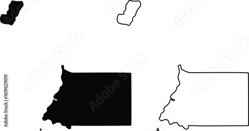Equatorial Guinea Map Silhouette Flat and Outline Design