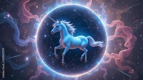 Cosmic Unicorn Gallop - 4K Ethereal Freedom Scene for Fantasy Art, Wall Decor & Dreamy Video Projects  