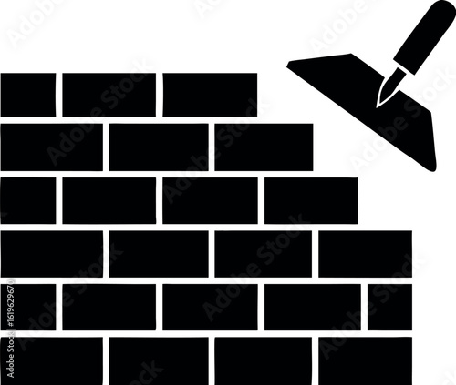 bricks trowel icon vector illustration