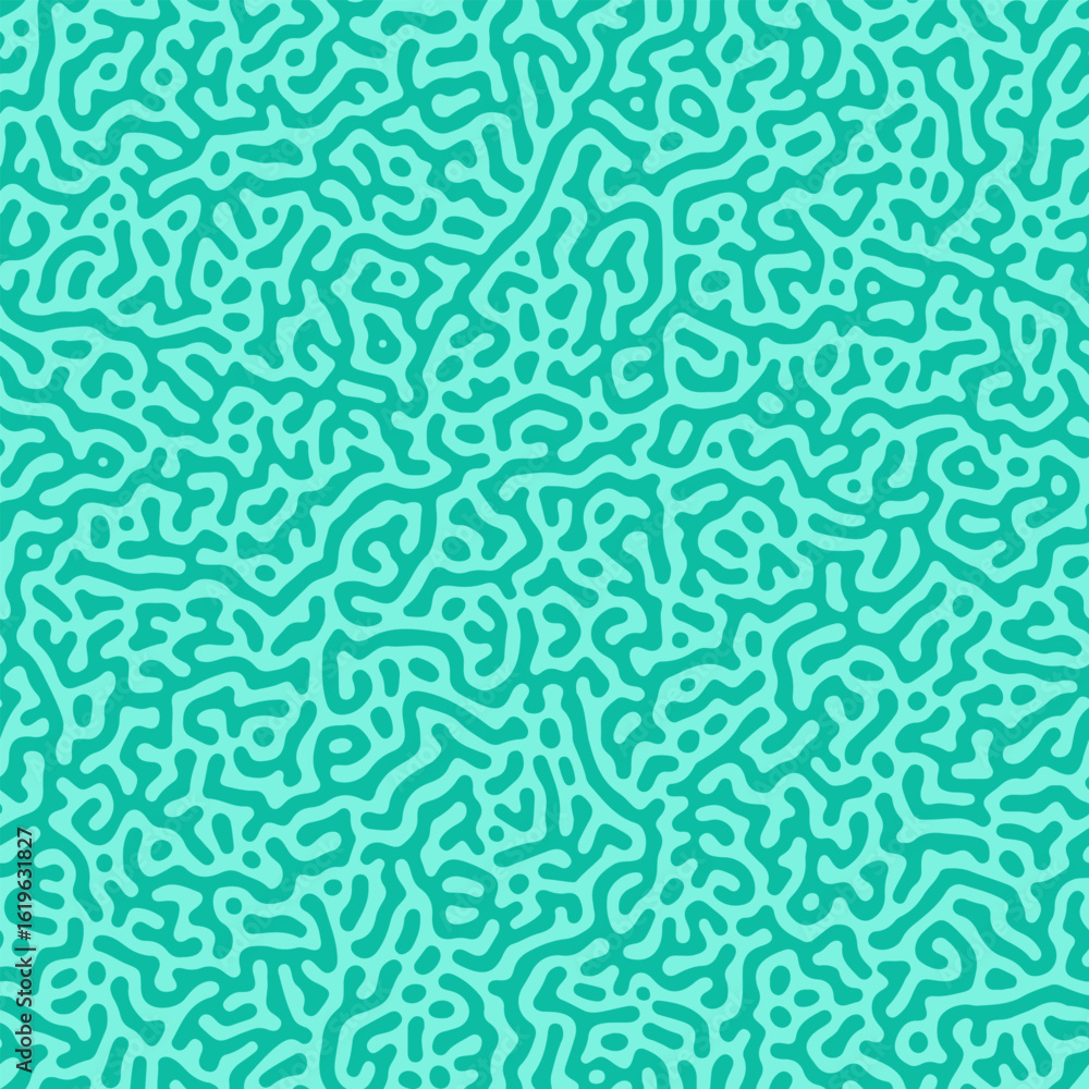 Fototapeta premium Chaotic green stripes, seamless Turing pattern. Hand drawn vector illustration