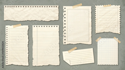 Collection of torn white scrapbook paper pieces for notes and journaling