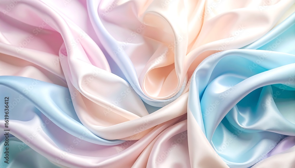 Obraz premium Pastel silk fabric drapes in swirling folds