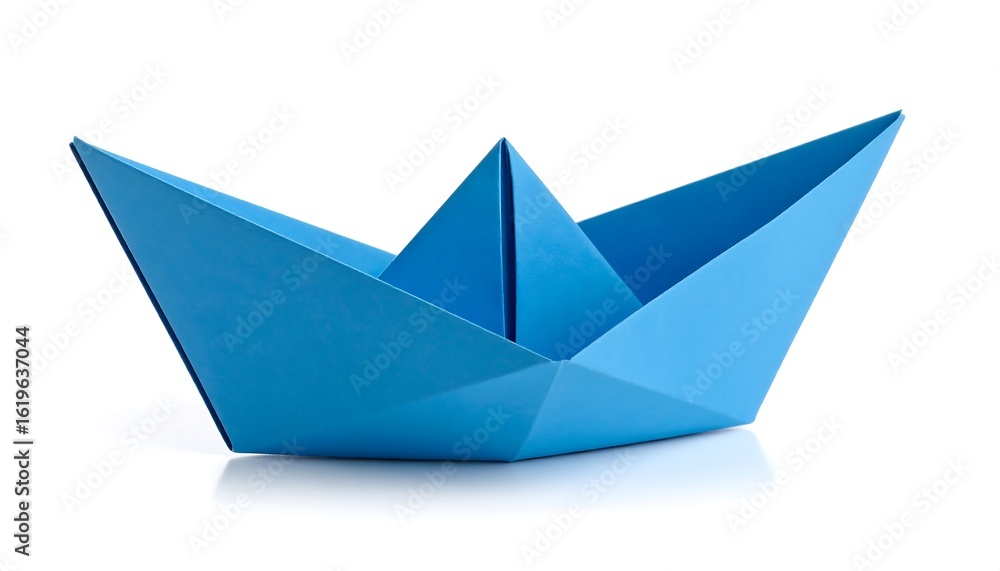 Blue paper origami boat Blue paper origami boat