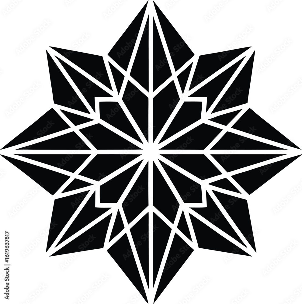 Obraz premium Geometric snowflake silhouette vector design element