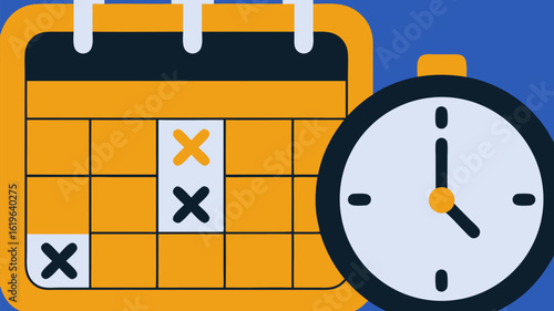 Calendar and clock illustration depicting time management and scheduling deadlines effectively