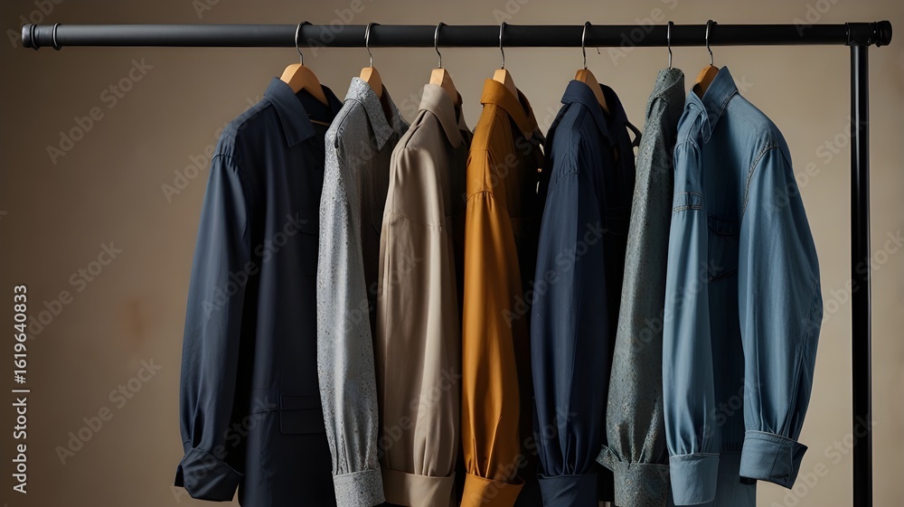 Obraz premium Smart casual outfit hanging on a clothing rack 