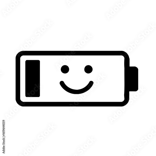 Happy Battery Icon Low Power Indicator with a Smile