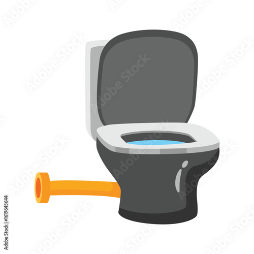 Icon of modern toilet bowl with pipe connection in 2d design style