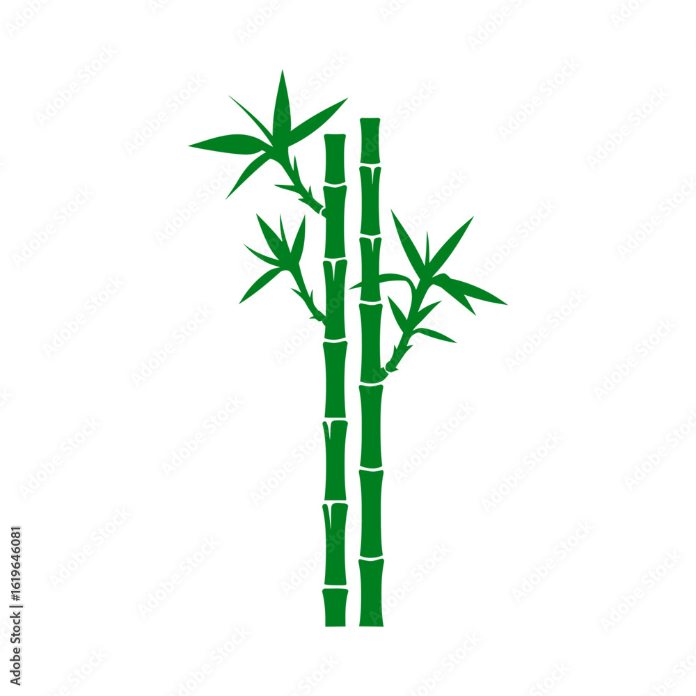 Obraz premium Serene Green Bamboo Stalks Silhouette Illustration
