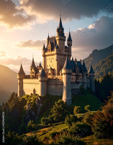 Wallpaper Mural Majestic castle atop a hill at sunset Torontodigital.ca