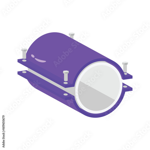 Pipe coupler, plumbing pipe 2d style vector design