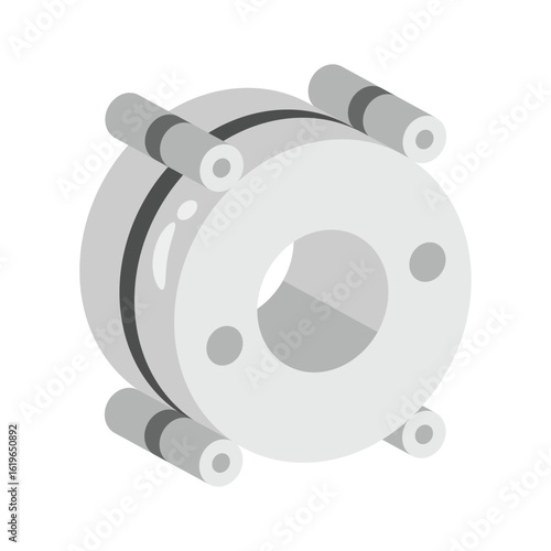 Pipe coupling clamp with bolts for secure plumbing pipe connections.