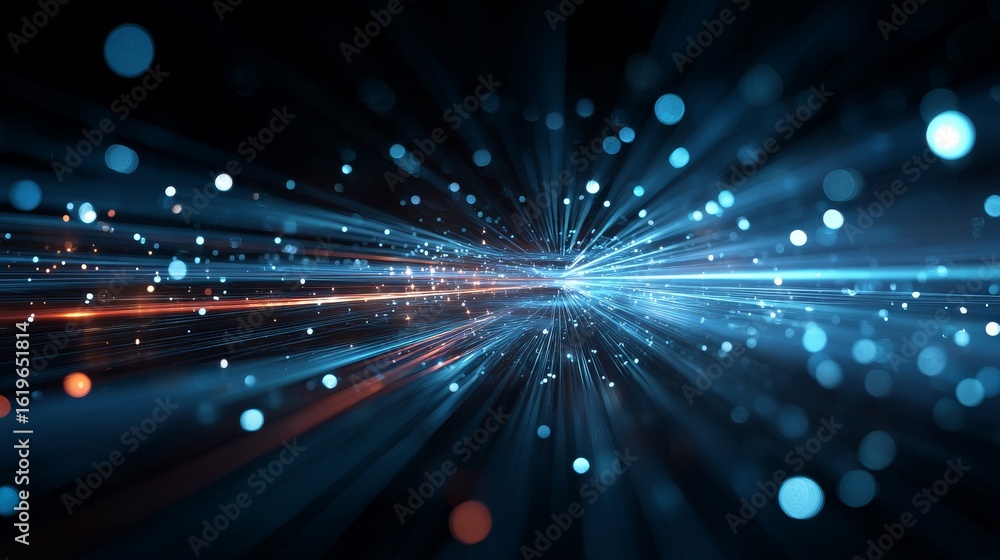 Obraz premium Digital Light Rays and Particles in Abstract Technology Background