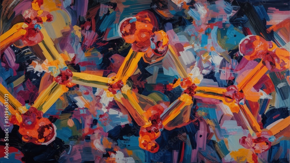 Naklejka premium Lthreonate. Colorful molecular structure, abstract science background,