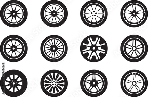 Car wheel silhouette set