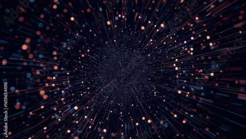 RLHF. Abstract glowing particles dark background, futuristic technolog