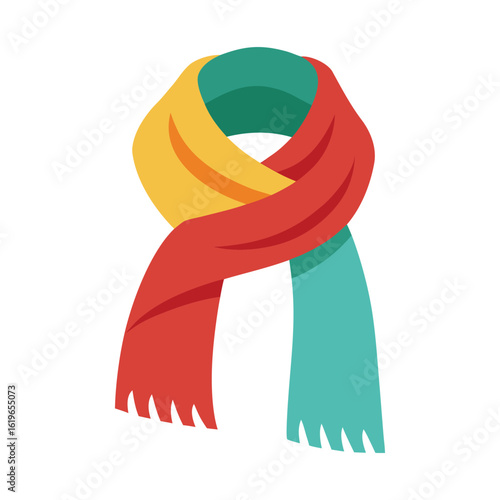 Flat design scarf in red yellow and teal shawl fashion