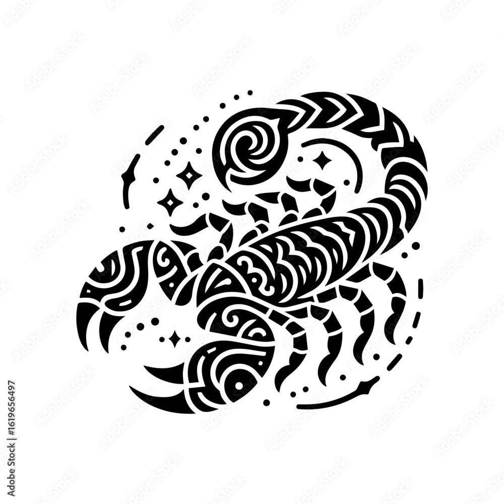 Obraz premium Monoline scorpion in tribal style