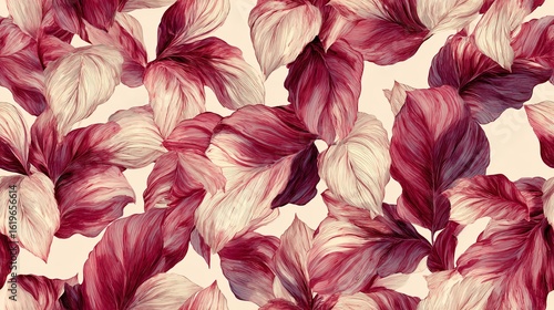 Seamless Colorful leaves pattern on a soft background.