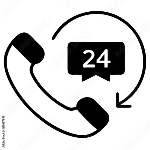 Phone support icon for customer care and helpline vector silhouette