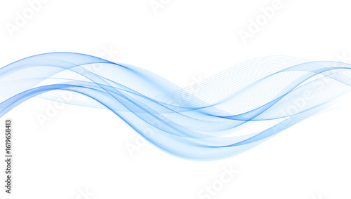 Abstract Blue Transparent Wave . Vector Abstract Smoke wave background.