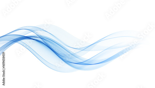 Abstract Blue Transparent Wave . Vector Abstract Smoke wave background.