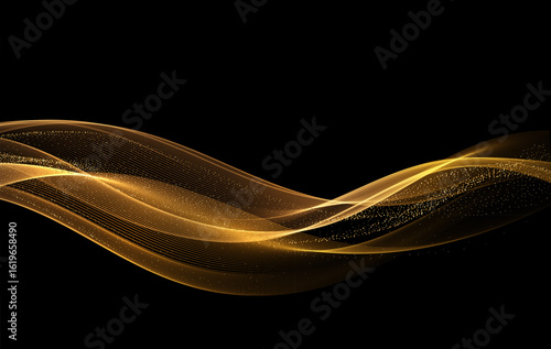Abstract Gold motion light glow effect. Magic shiny line.