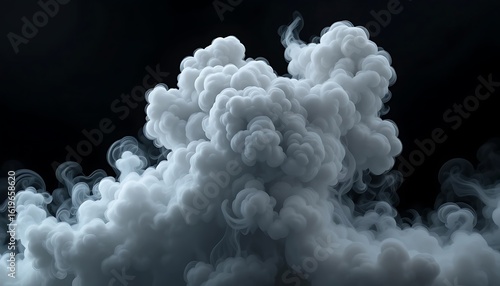Abstract Dramatic Dark Background with White Smoke and Vapor Clouds