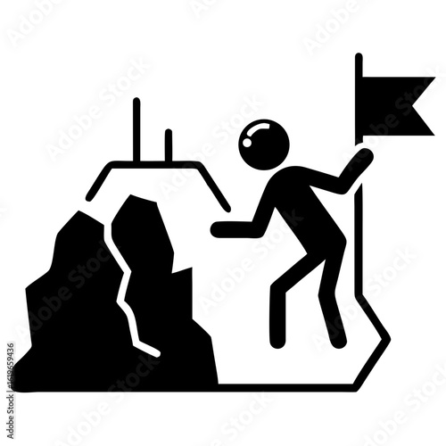 silhouette cave exploration icon vector silhouette
