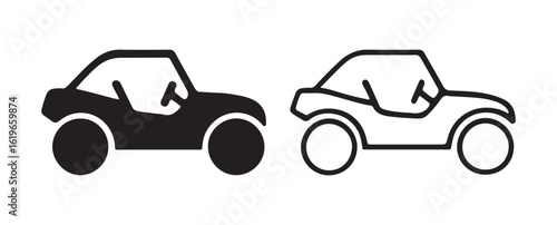 Buggy Icon Set Flat Outline Style