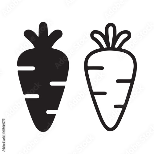 Carrot Icon Set Flat Outline Style