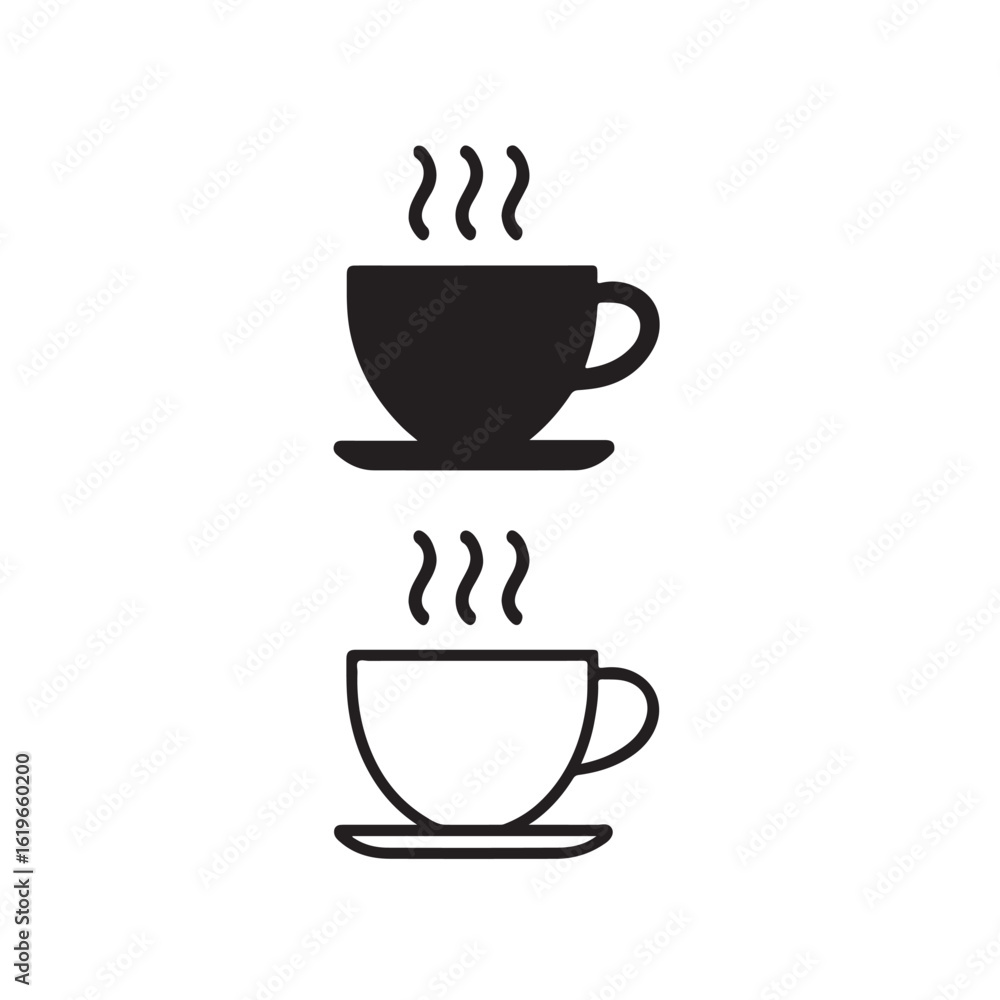 Obraz premium Coffee Cup Icon Set Flat Outline Style