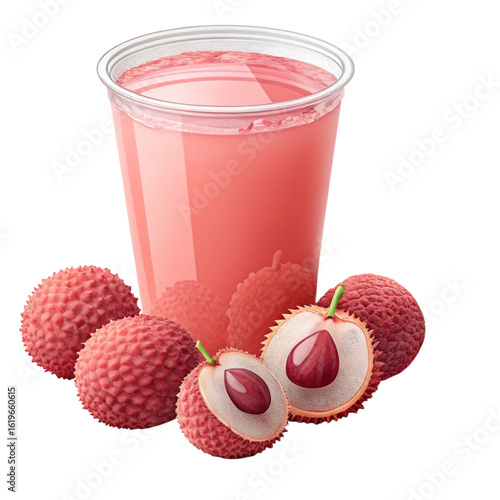 Refreshing lychee drink with fresh fruits ready to quench your thirst, summer vibes