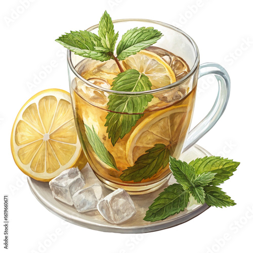 Refreshing iced tea with lemon and mint garnish for a summer thirst quencher