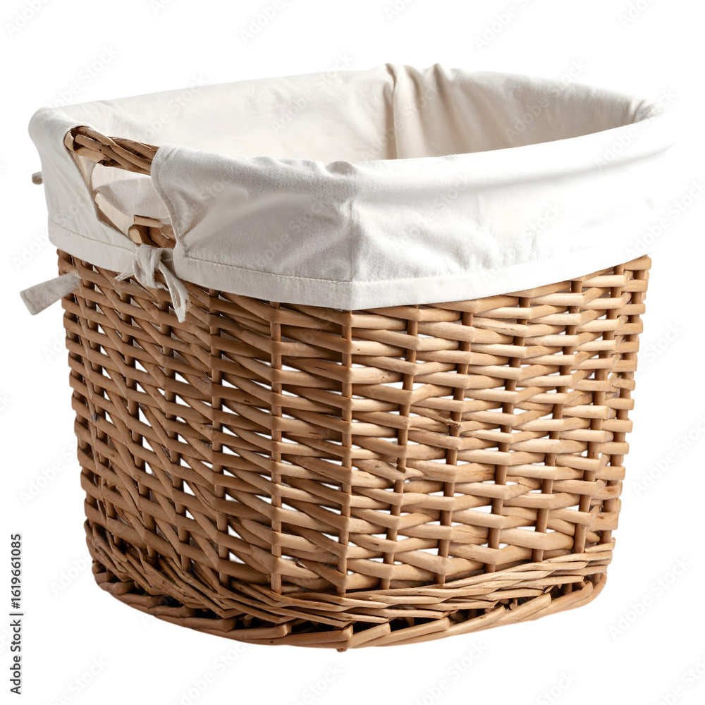 Obraz premium Woven Basket with Fabric Liner for Home Storage and Organization
