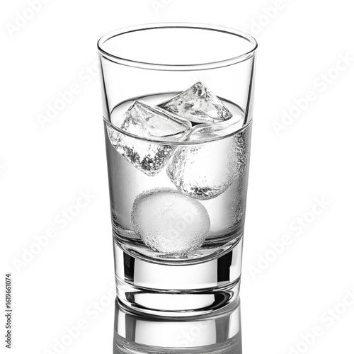 Refreshing ice water in sleek glass provides ultimate thirst quenching hydration