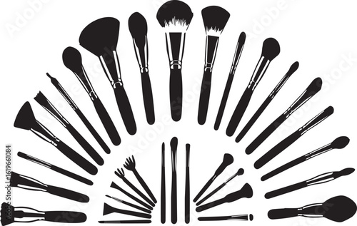 Makeup brush silhouette set
