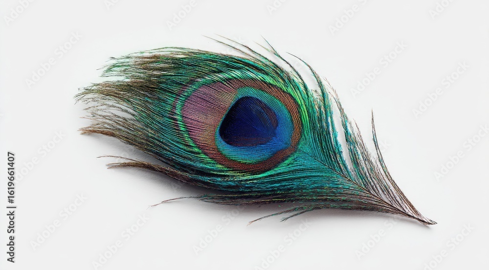 Fototapeta premium Close-up peacock feather, vibrant colors